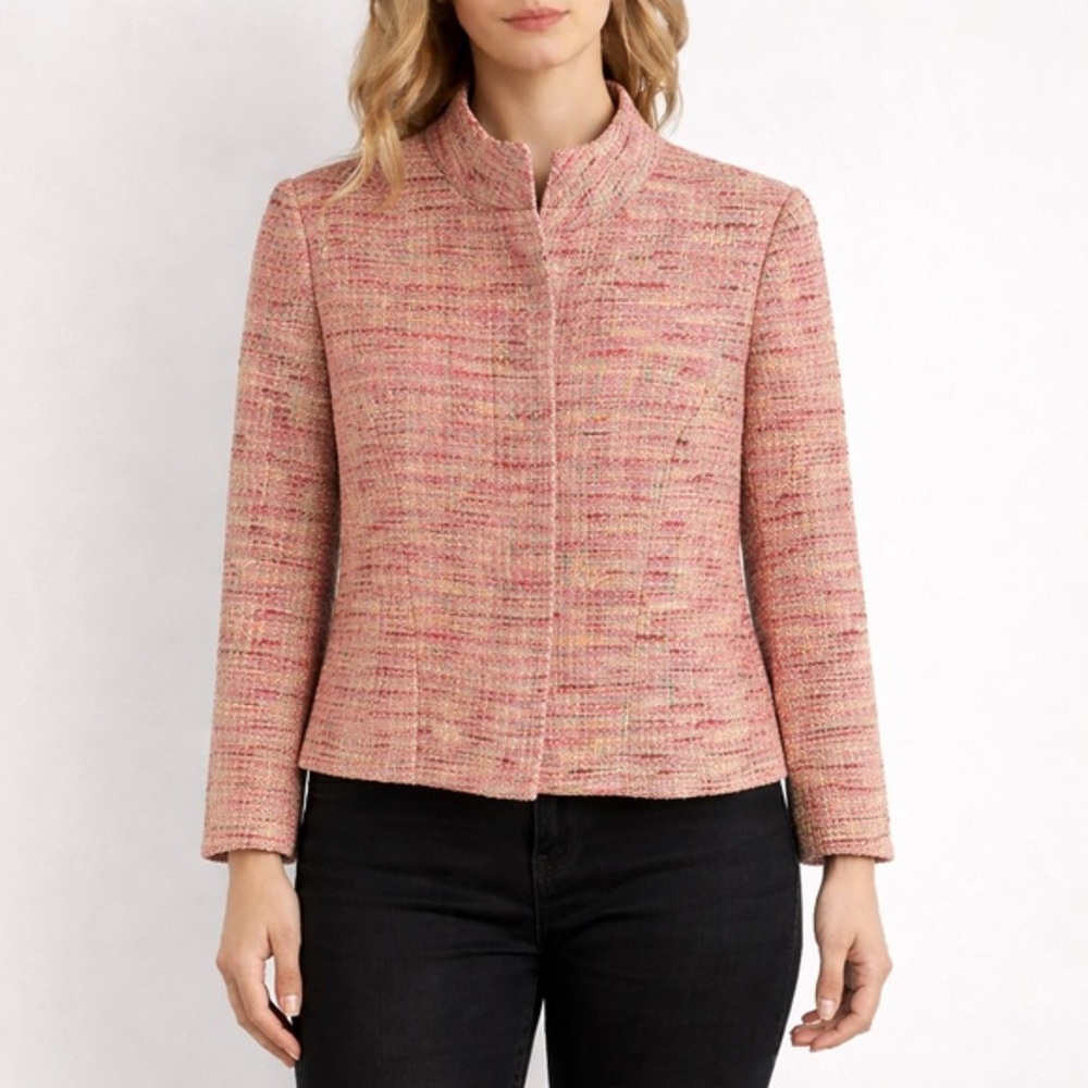 Lilly Pulitzer Madeline Tweed Jacket Hibiscus Pink White Textured Blazer 💕